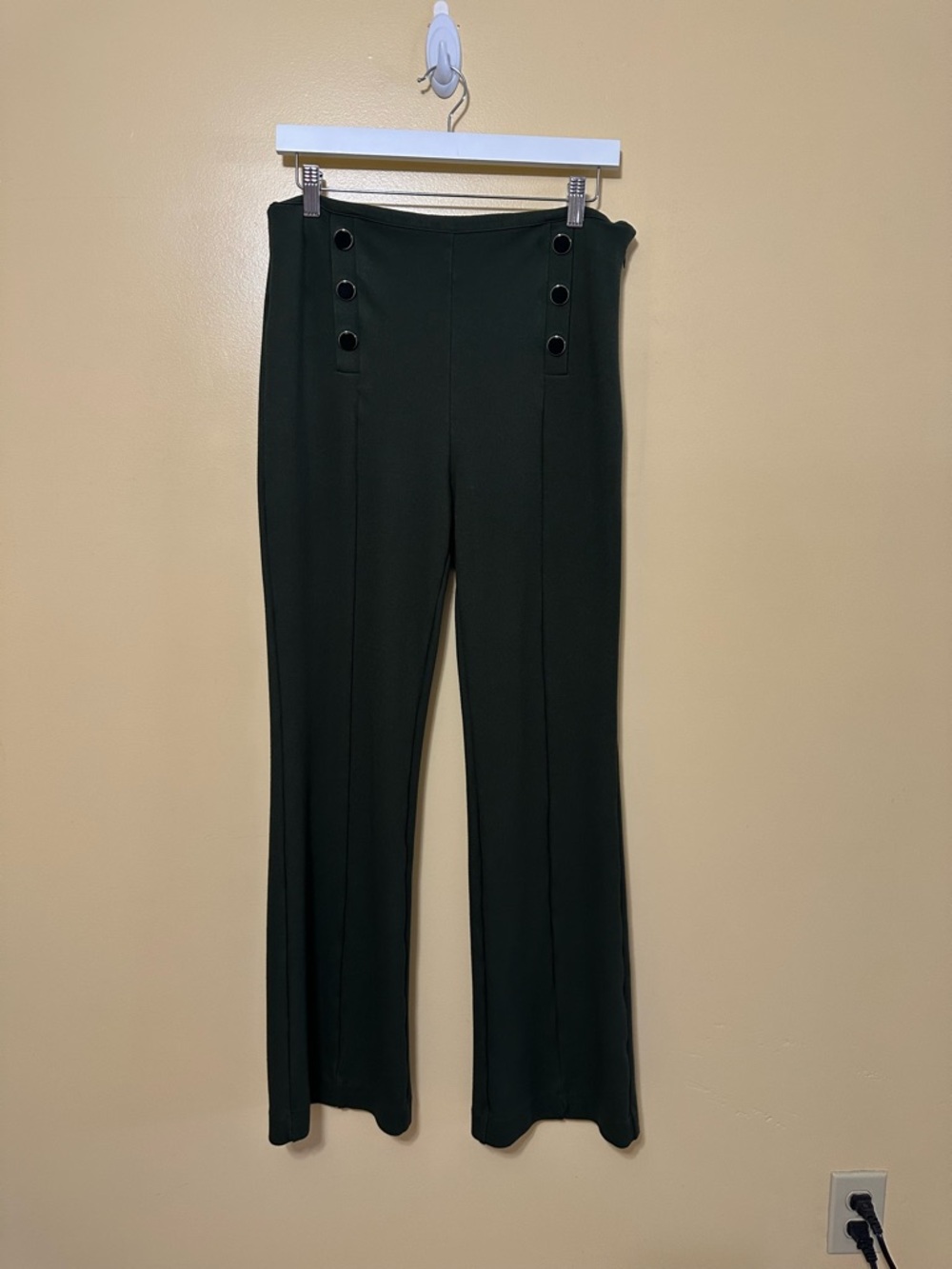 Ann Taylor High Rise Pleated Flare Sailor Pants Women 10 Dark Green - Picture 3 of 7